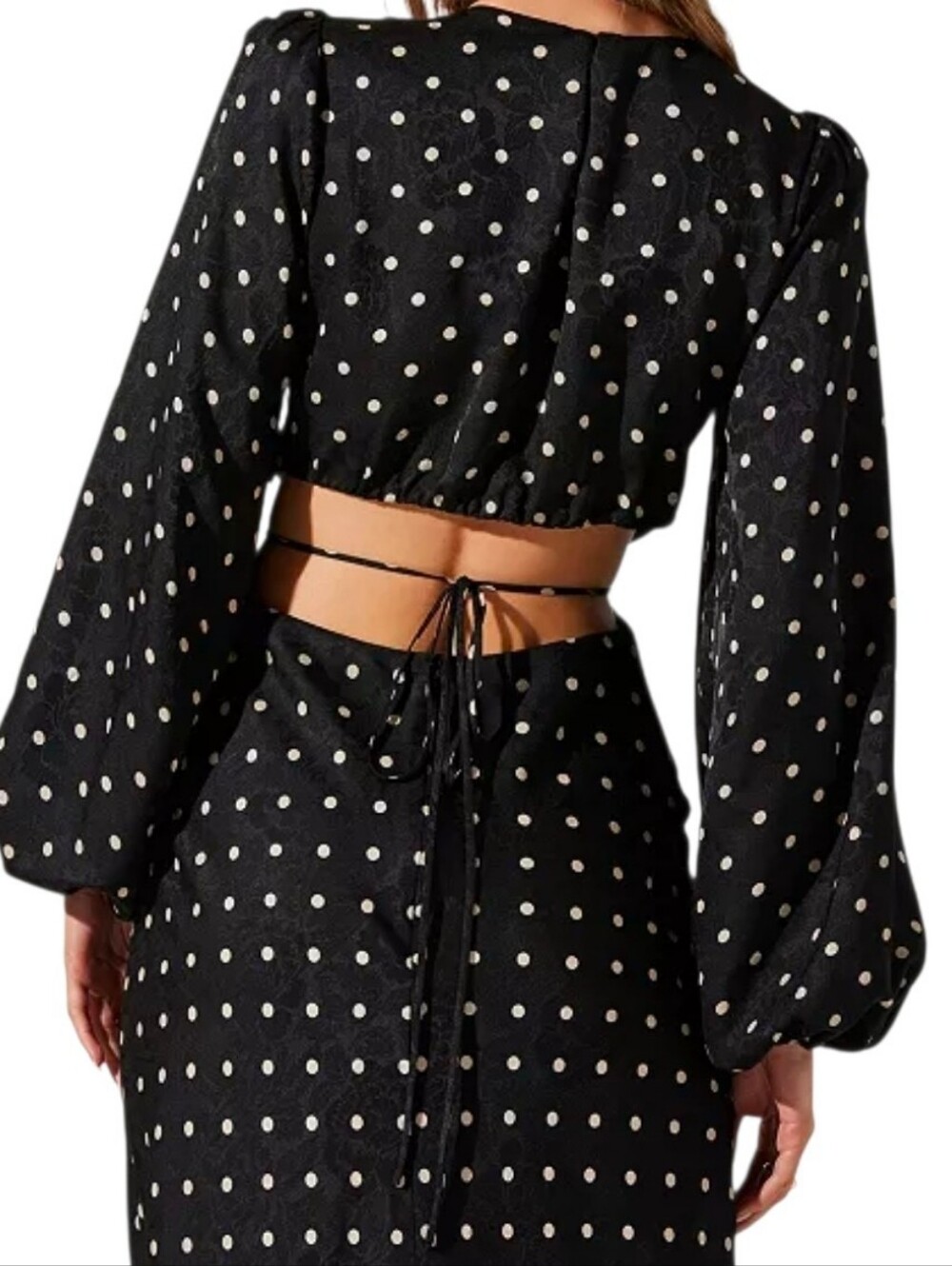 ASTR the Label Women's Quinn Polka-Dot Cutout Maxi Dress Size Meduim - Picture 6 of 16